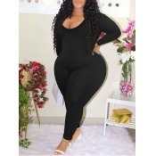 LW Plus Size U Neck Plain Skinny Jumpsuit