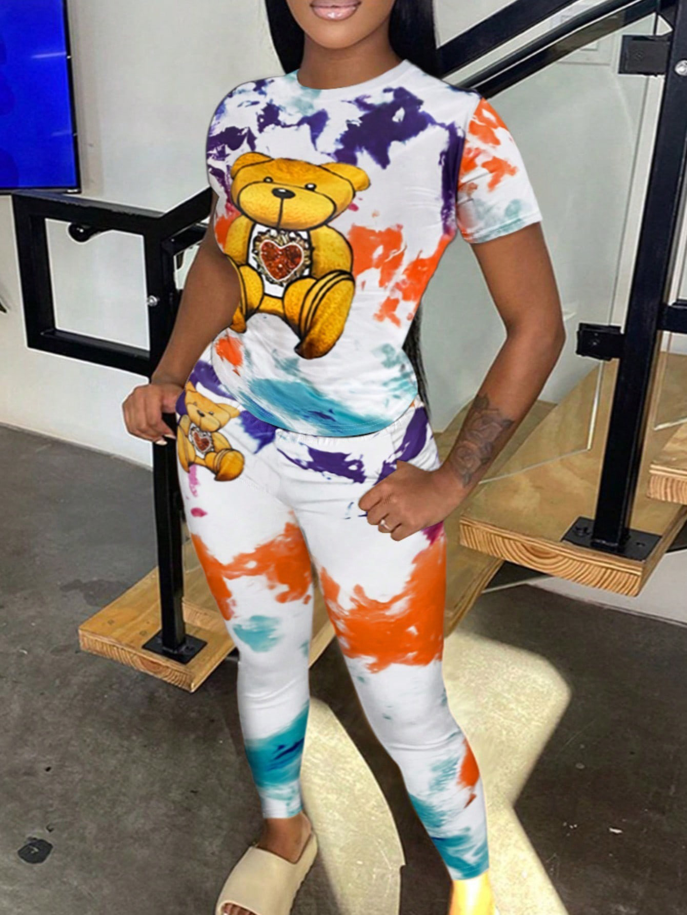 Y2K Bear Print Pants