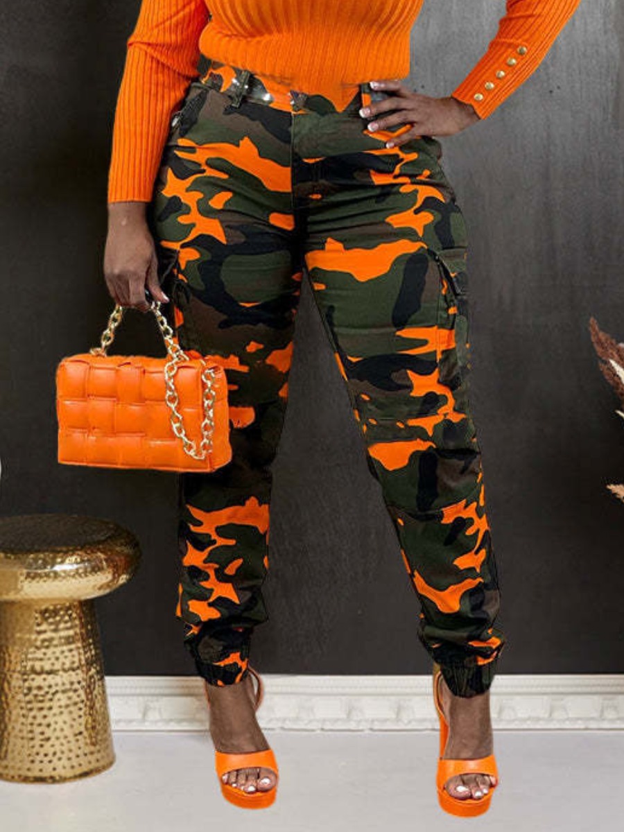 LW Plus Size Camo Print Side Pocket Cargo Pants