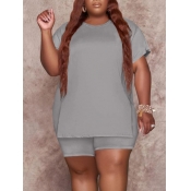 LW Plus Size Round Neck Regular Fit Shorts Set