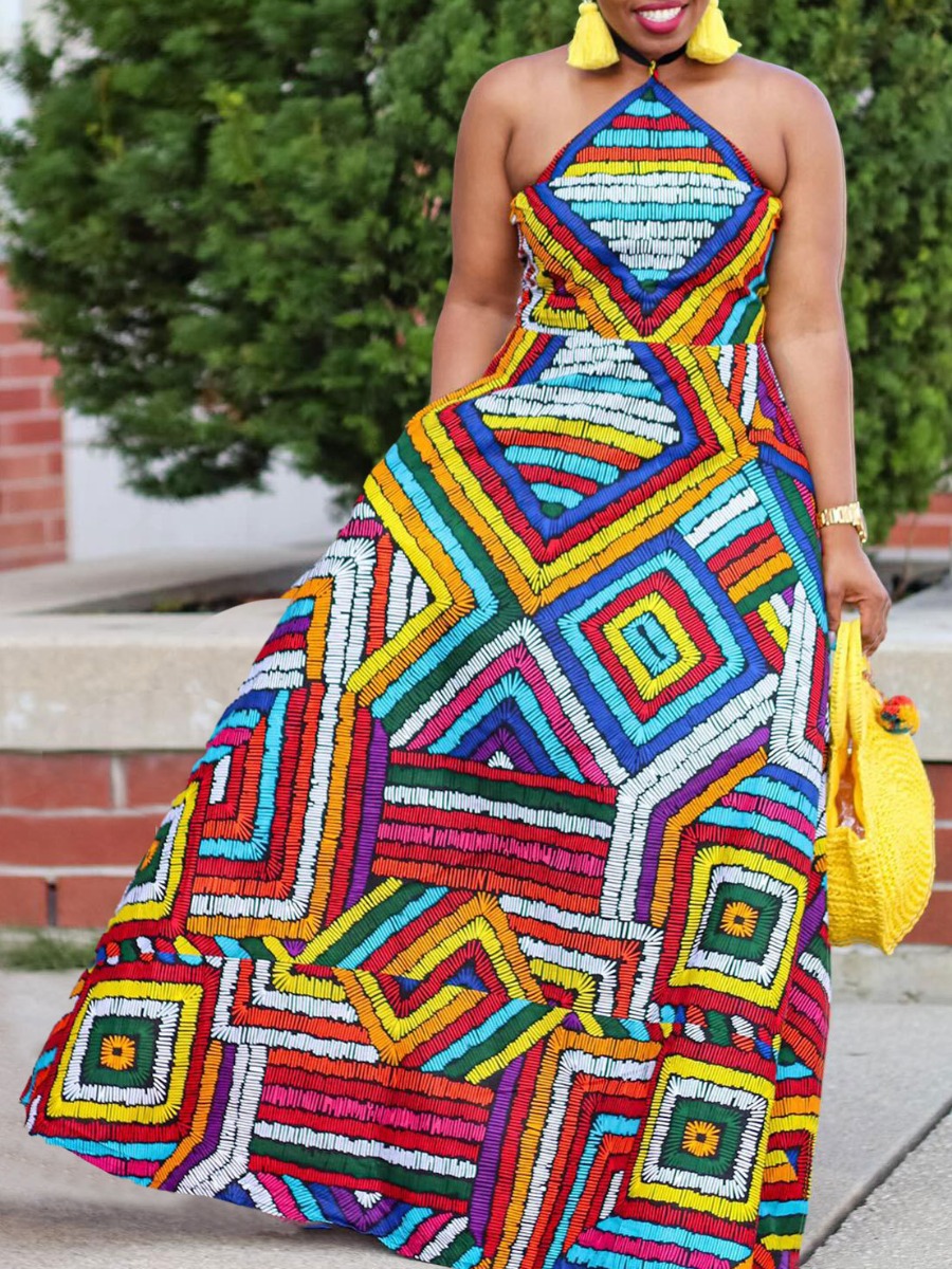 LW Plus Size Off The Shoulder Mixed Print A Line Dress