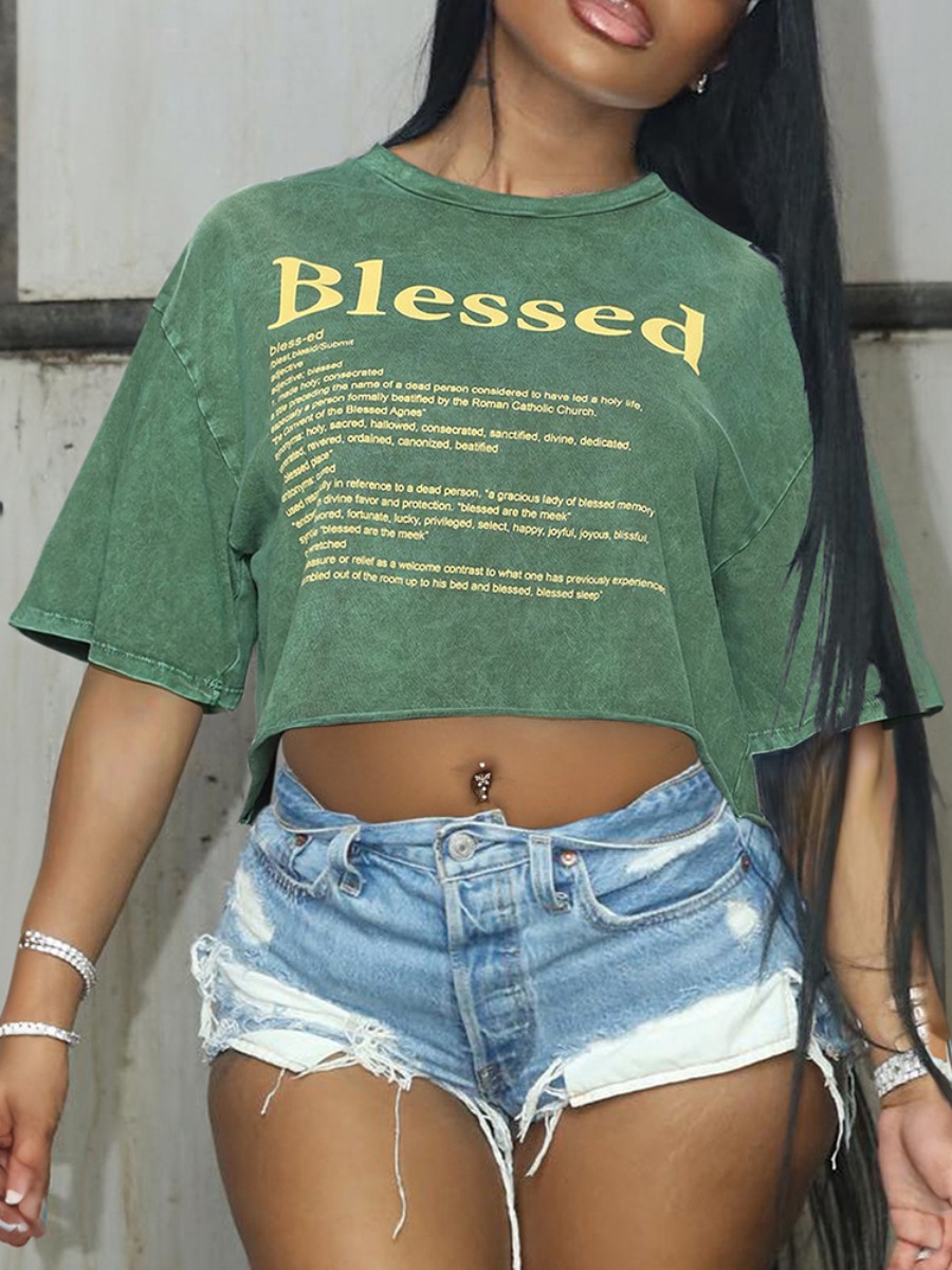 LW Crop Top Mixed Print T-shirt