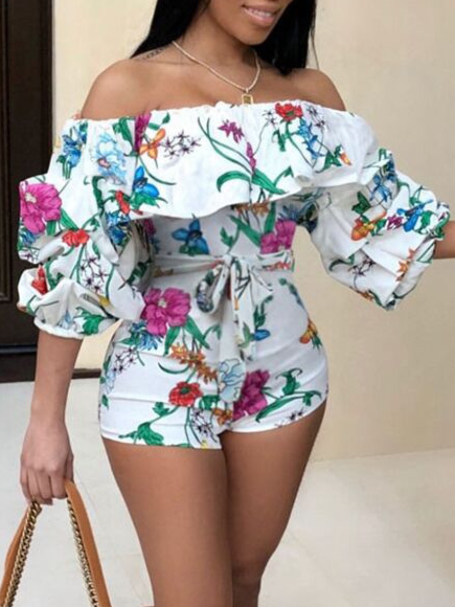 LW Off The Shoulder Floral Print Romper