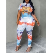 LW Plus Size Teddy Bear Print Tie Dye Jumpsuit