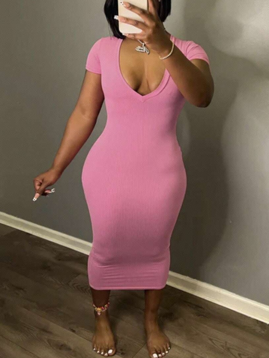 LW BASICS V Neck Bodycon Dress