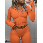 LW Zipper Design Solid Color T-shirt