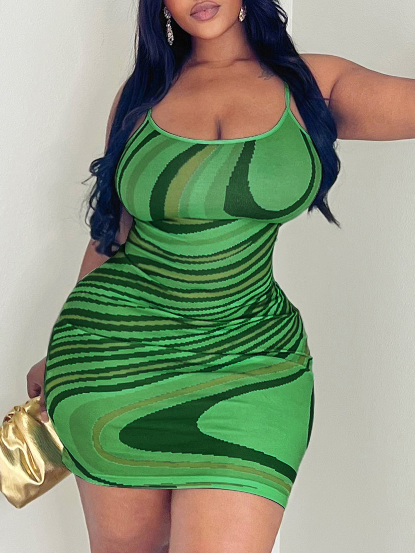 LW Plus Size Striped Bodycon Cami Dress