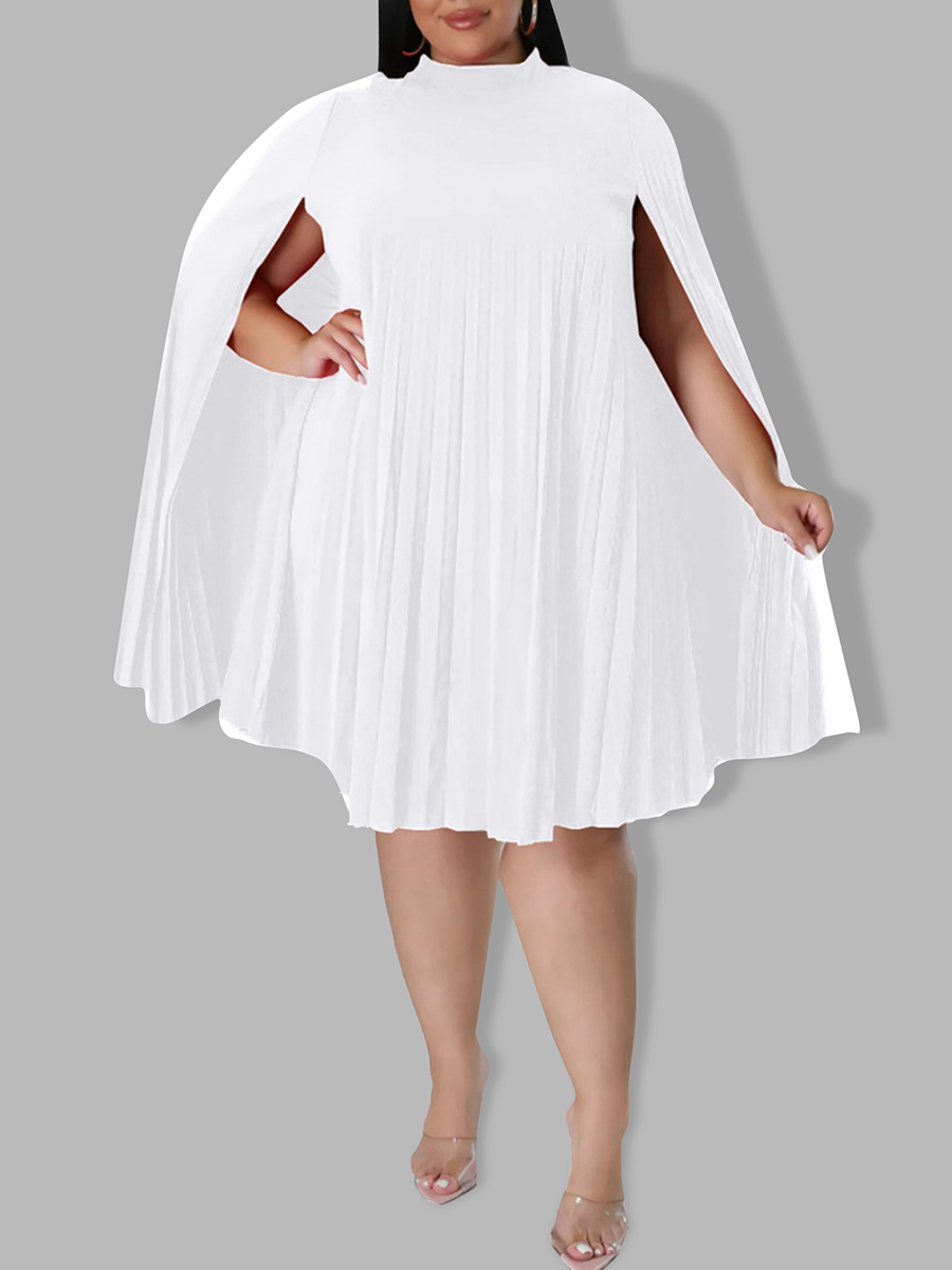 LW Plus Size Split Sleeve Pleated Loose Dress