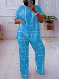 LW Plus Size Plaid Print Side Split Pants Set