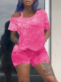 LW Tie Dye Cut Out Shorts Set