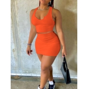 LW Crop Top Rib Knit Skinny Skirt Set