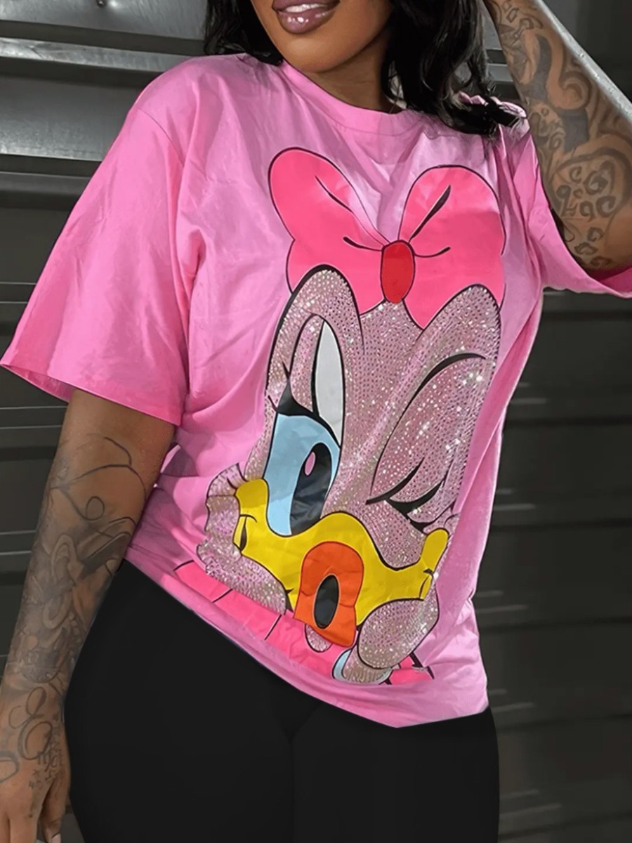 LW Plus Size Sequined Cartoon Print Shorts Set