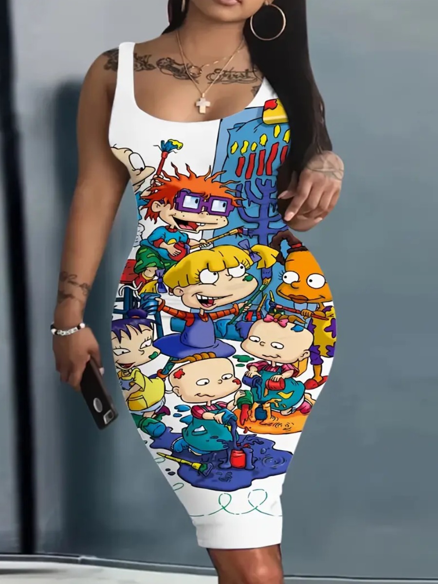 LW Plus Size Cartoon Print Bodycon Cami Dress