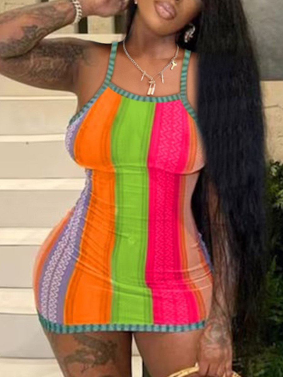 LW Gradient Striped Bodycon Cami Dress