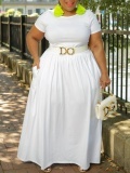 LW BASICS Plus Size Pocket Belt Design Dress