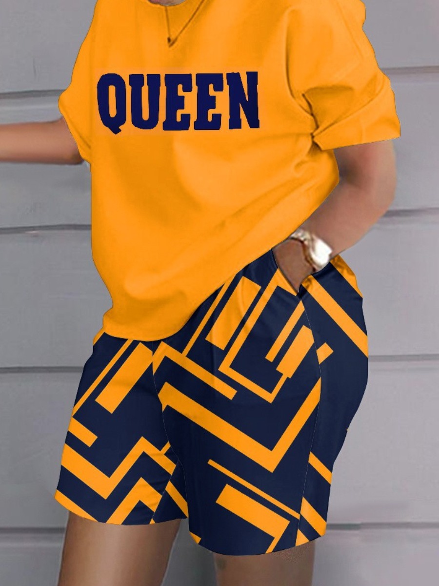LW Geometric Letter Print Shorts Set