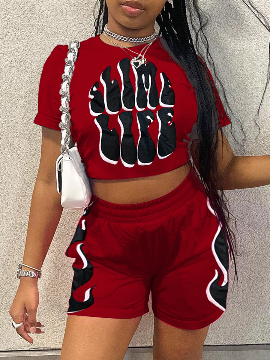 LW Blaze Letter Print Shorts Set