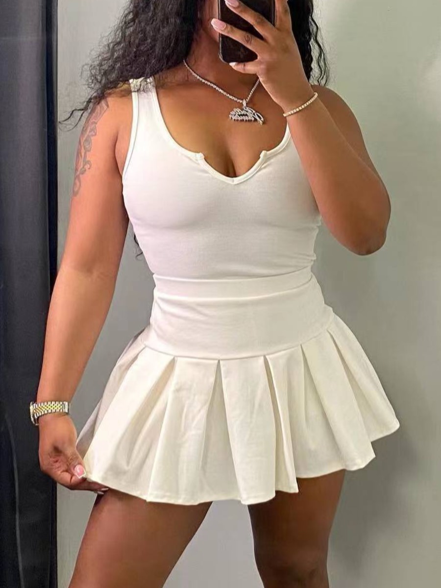 LW BASICS Cami Flounce Design Skirt Set