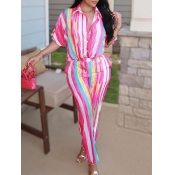 LW Striped Shirt Loose Pants Set