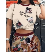 LW Figure Floral Letter Print Shorts Set