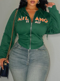 LW BASICS Plus Size Hooded Collar Letter Print Hoodie