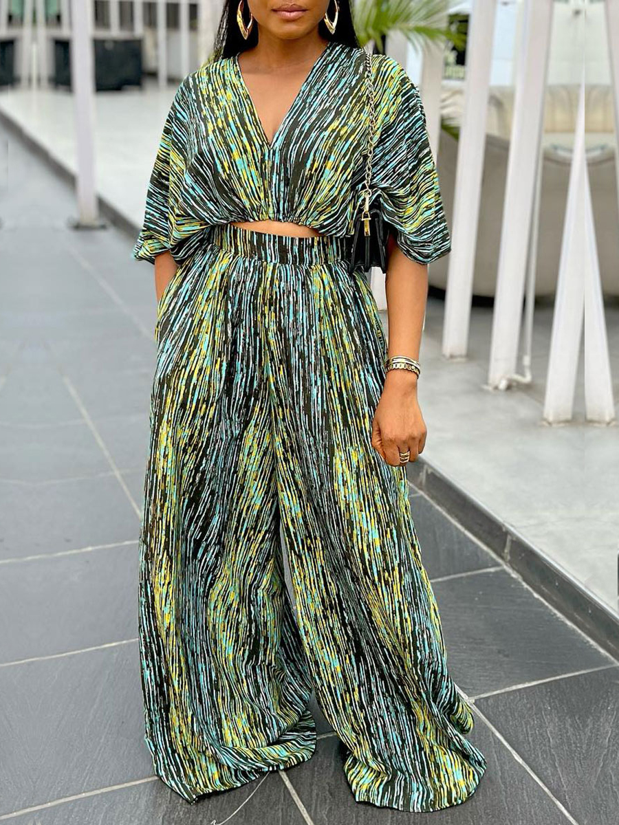 LW Pattern Tribal Two-piece Pants Set