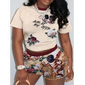 LW Plus Size Graffiti Figure Floral Print Shorts S