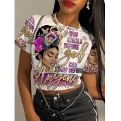 LW Figure Floral Letter Print T-shirt