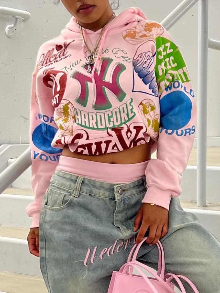 LW Pattern Cartoon Print Hoodie