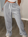 LW BASICS Plus Size Mid Waist Drawstring Loose Sweatpants