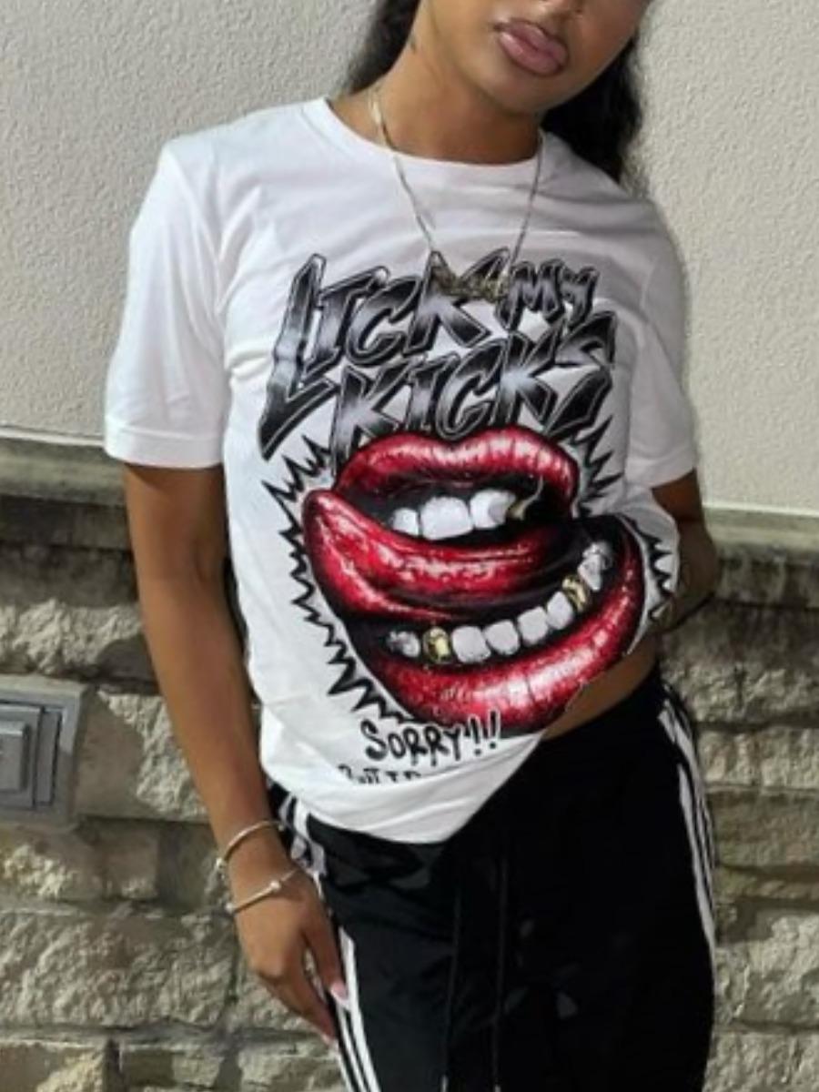 LW Pattern Lip Print T-shirt