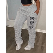 LW Plus Size Lip Print Drawstring Stacked Sweatpan
