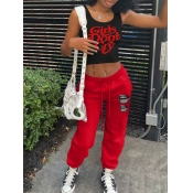 LW Pattern Letter Lip Print Two-piece Pants Set