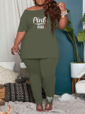 LW Plus Size Pattern Letter Print Two-piece Pants Set