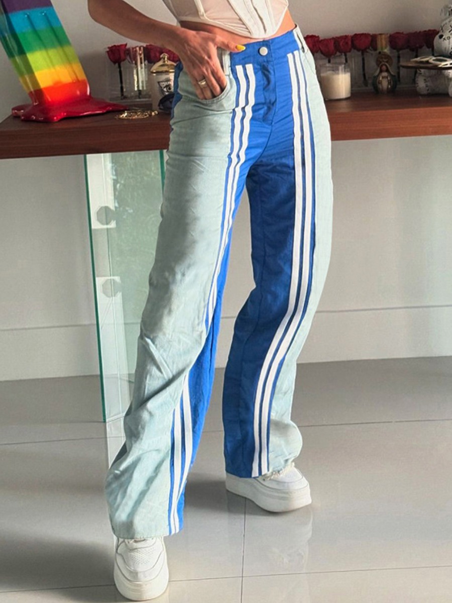 LW Color Block Patchwork Low Stretchy Jeans