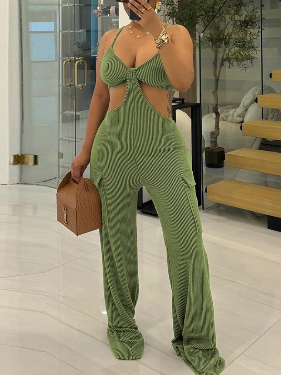 LW Pocket Design Solid Color Jumpsuit