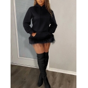 LW BASICS Solid Color Mini Dress