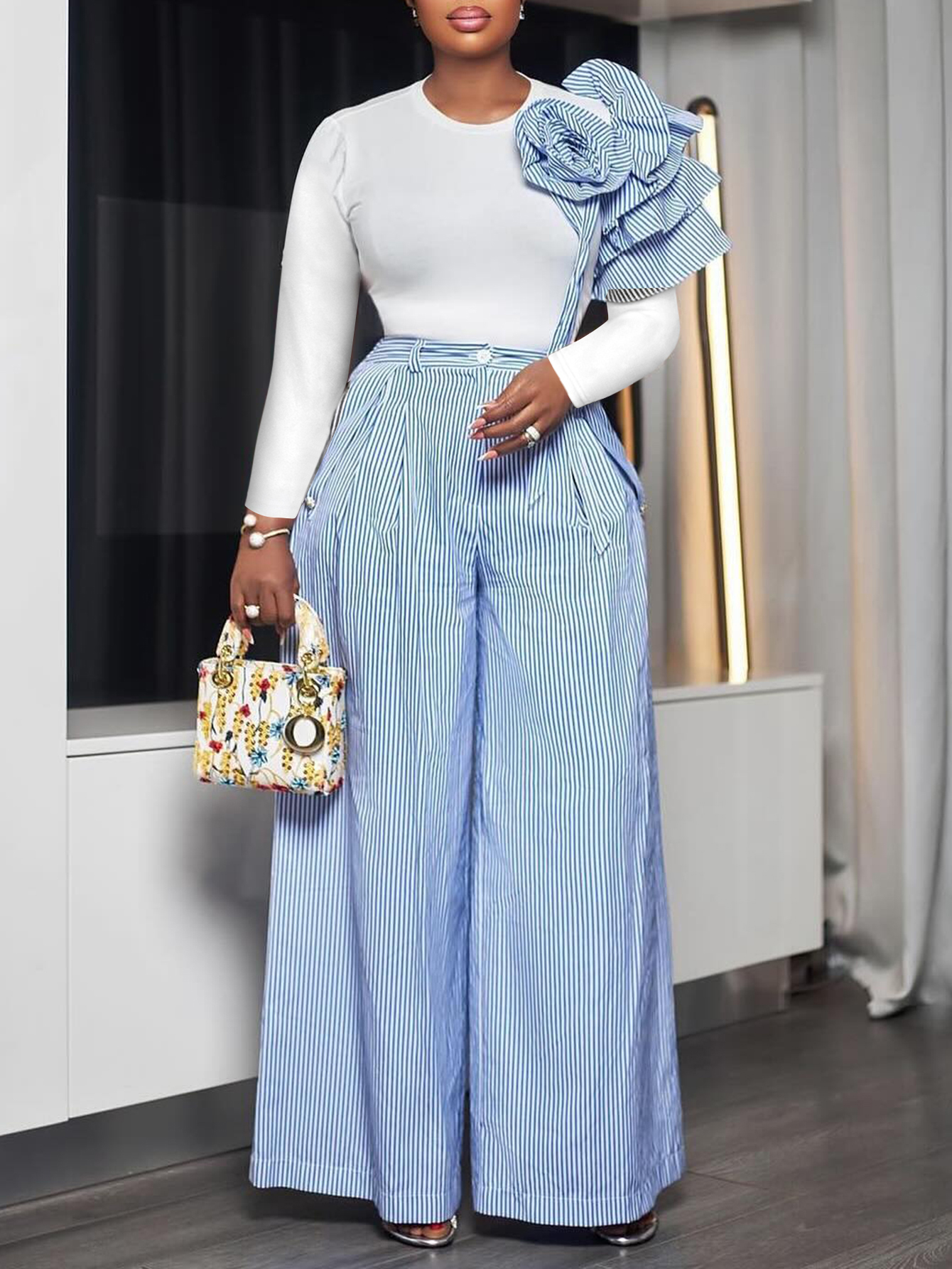 LW BASICS Plus Size Striped Pants