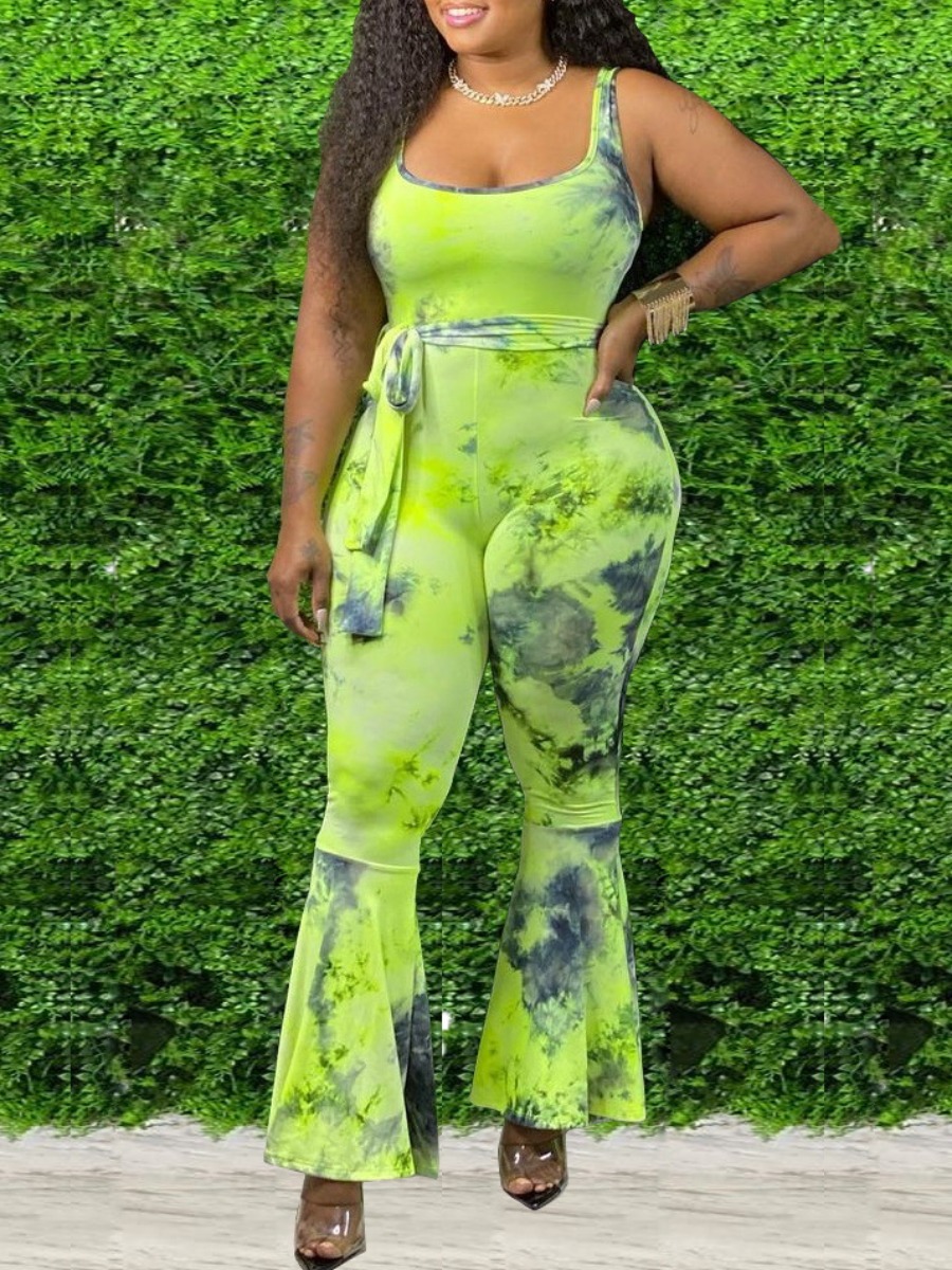 LW Plus Size Bandage Design Tie Dye Jumpsuit