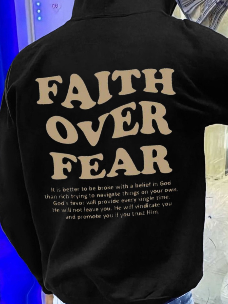 LW Men Pattern Letter Hoodie