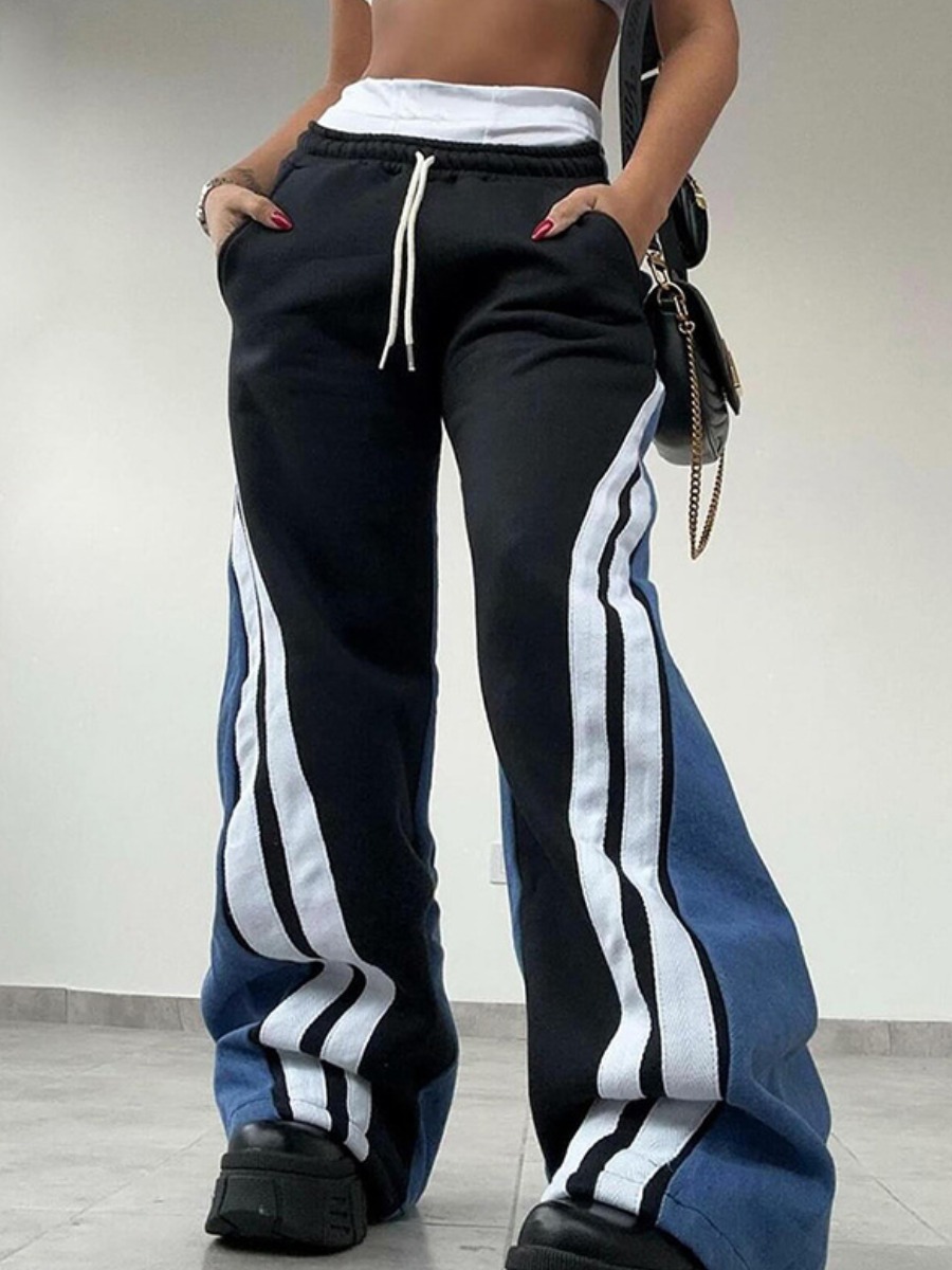 LW Patchwork Color Contrast Pants