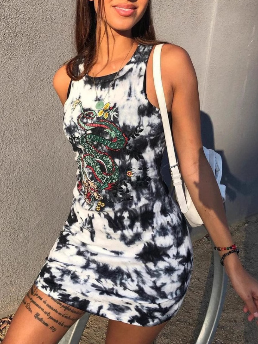 LW Pattern Mixed Print Mini Dress