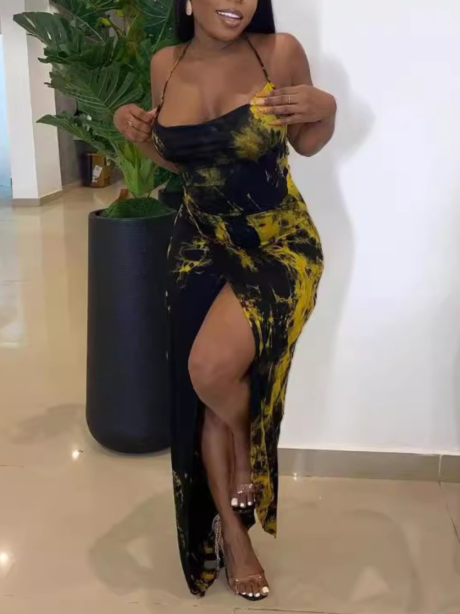 LW High Split Tie Dye Maxi Dress