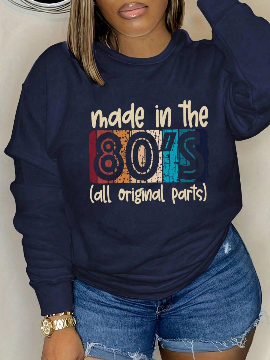 LW Plus Size Pattern Letter Sweatshirt&Hoodie