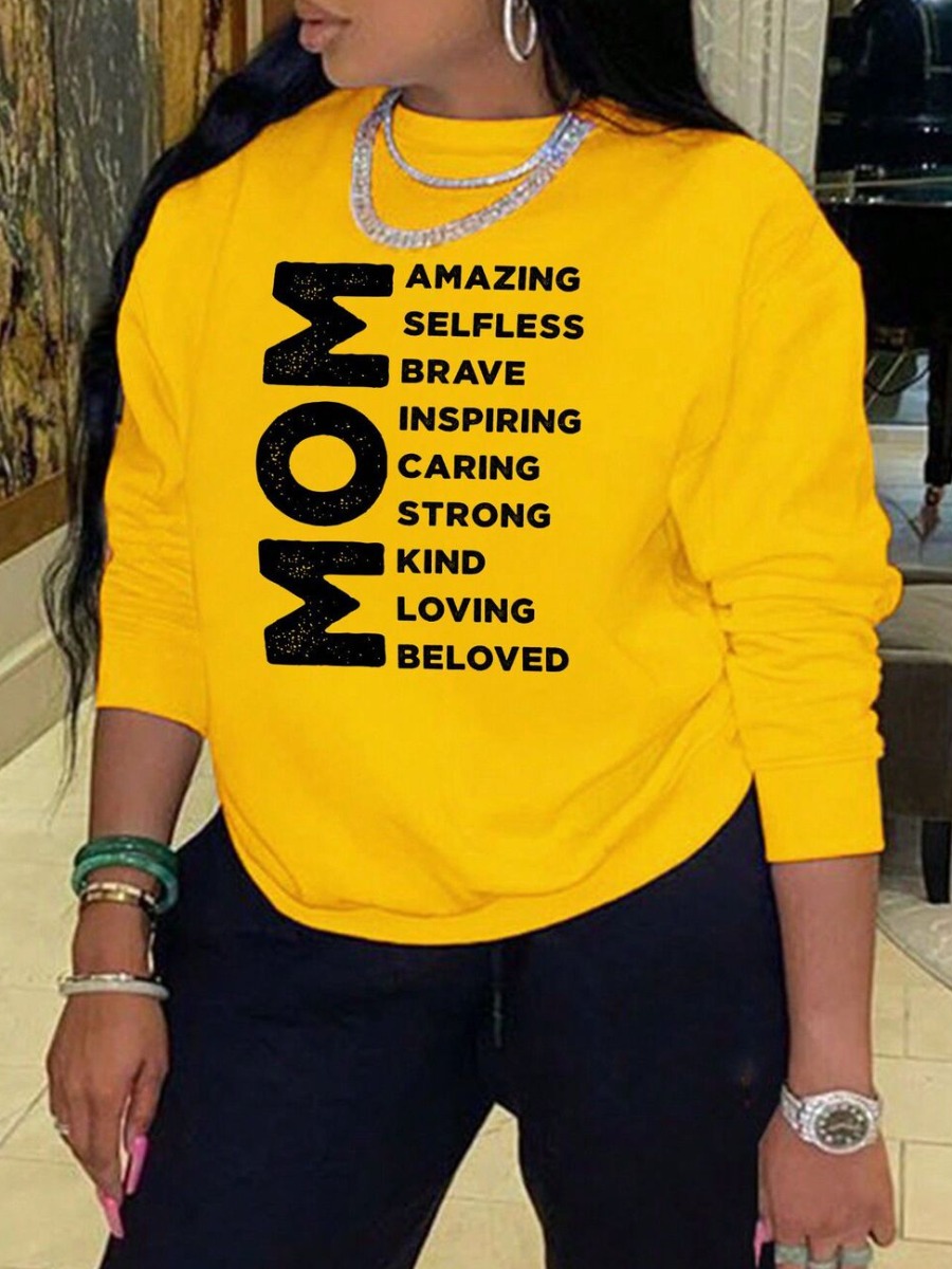 LW Plus Size Pattern Letter Print Sweatshirt&Hoodie
