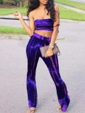 LW Casual Polyester Strapless None Tie Dye Sleeveless Two-piece Pants Set