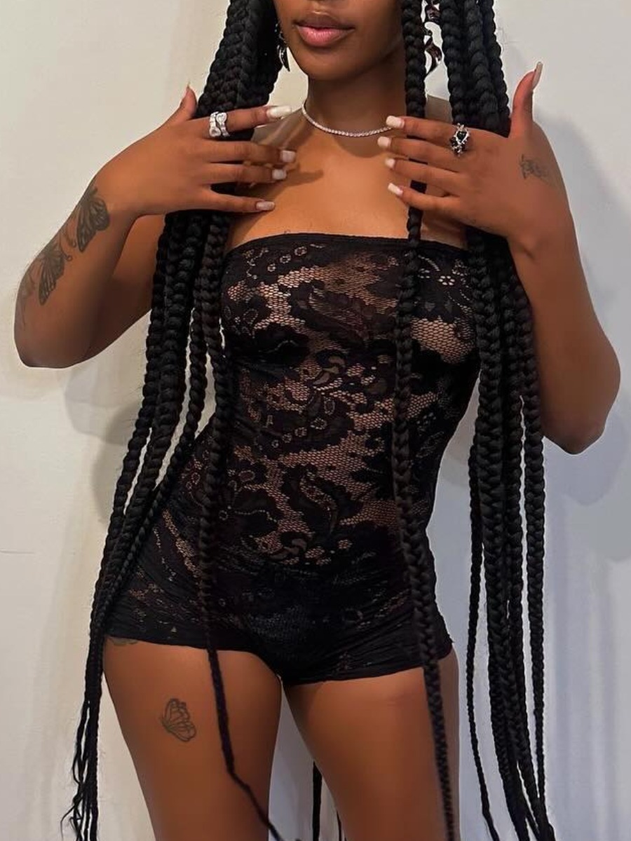 LW SXY See Through Floral Romper