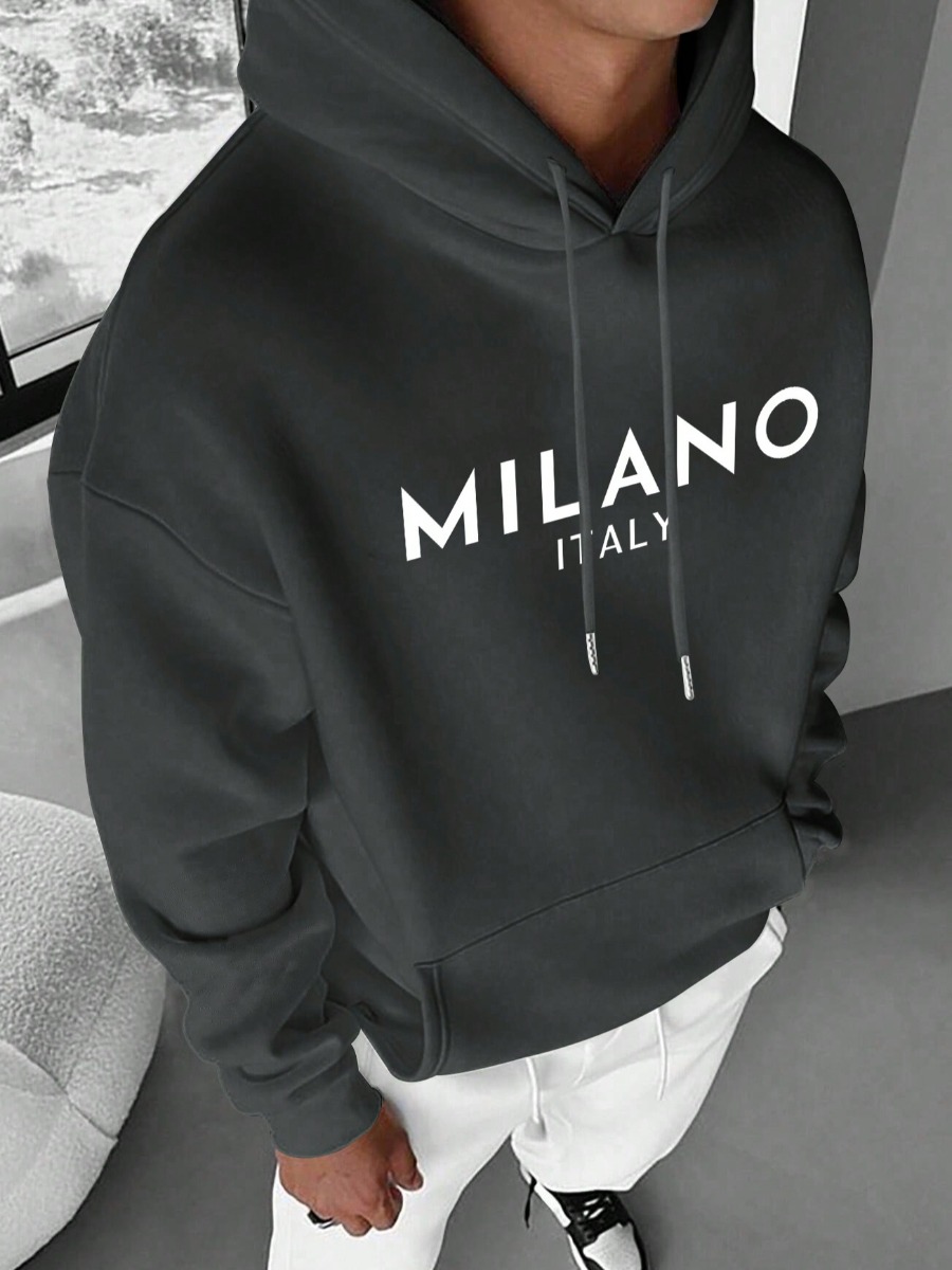 LW Men Pattern Letter Hoodie
