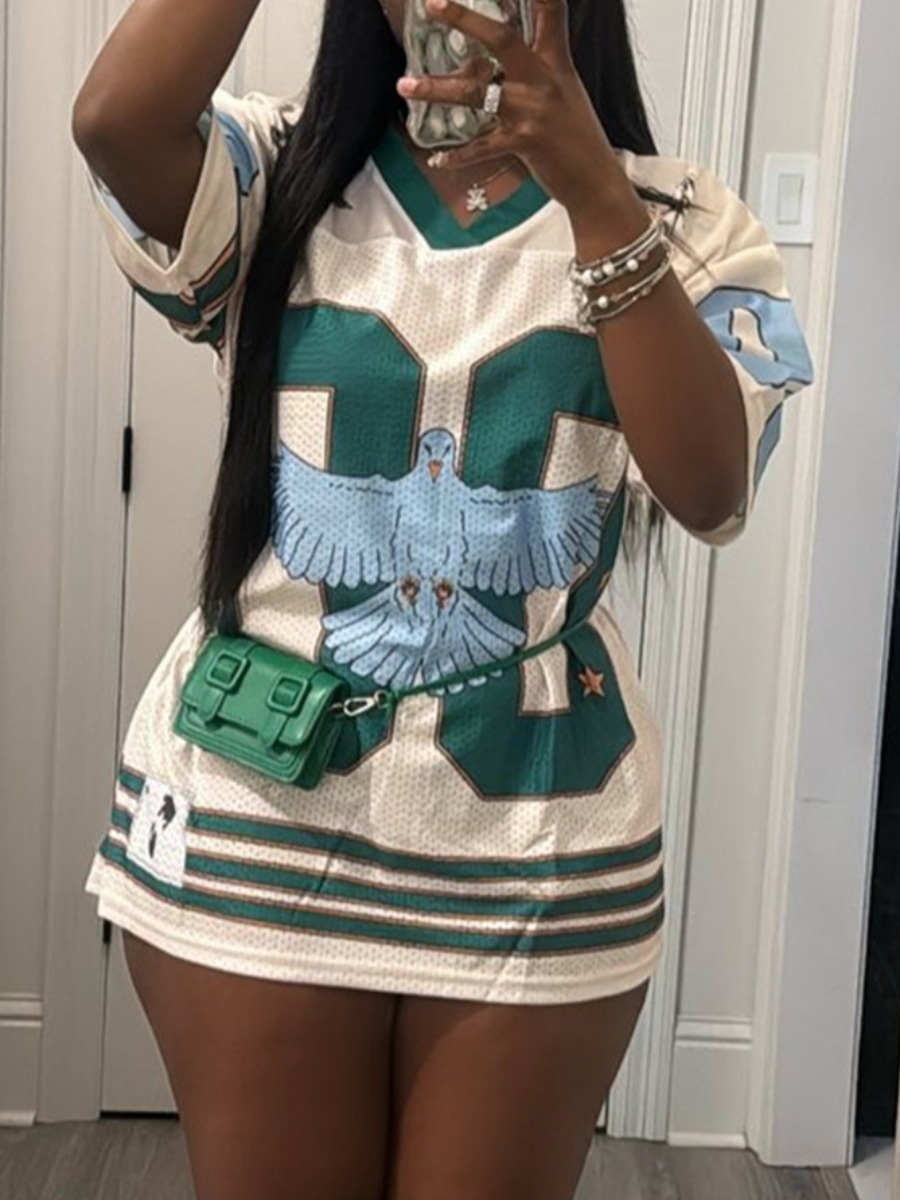 LW Pattern Mixed Print Letter T-shirt