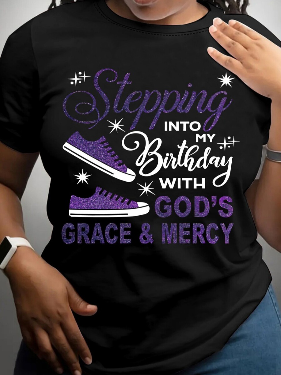 LW Plus Size Pattern Letter Print T-shirt